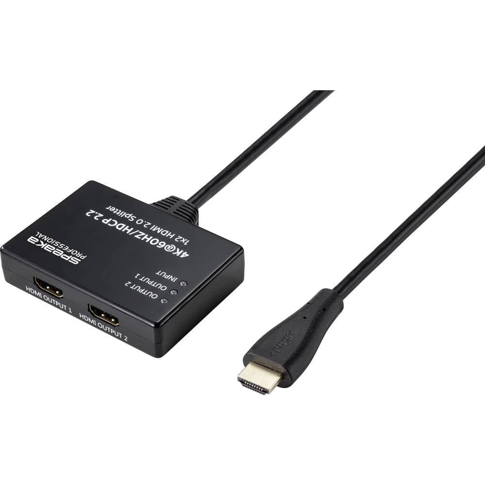 SpeaKa Professional SP-9443508 1-in/2-out HDMI Splitter, Black