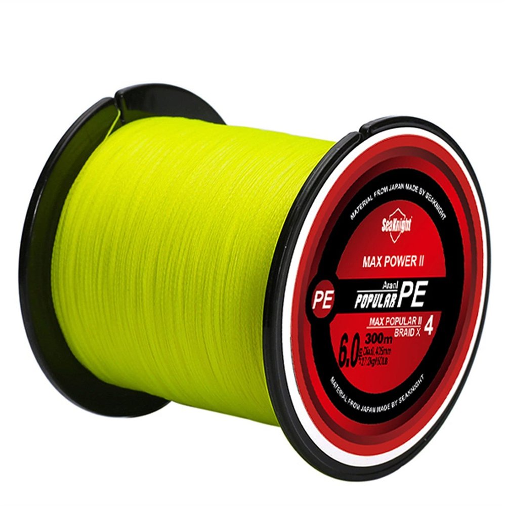 caihuashopping 4-Strand 300 m PE Braided Fishing Line, Multifilament Line (Yellow, X4 300 m, 15 lb)