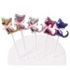Happy Birthday Cat Cake Toppers, 6-Piece Pink Set view 2