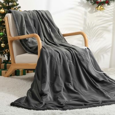 Electric Heated Blanket, Flannel, 59 x 79 in, 4 Heat Settings, Overheat Protection, Auto Shut-Off, Digital Display, Machine Washable