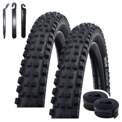2 x Schwalbe Magic Mary Performance Addix Bike Tires, Black, 62-622 (29 x 2.40") + 2 x Schwalbe DV19 Tubes incl. Tire Levers