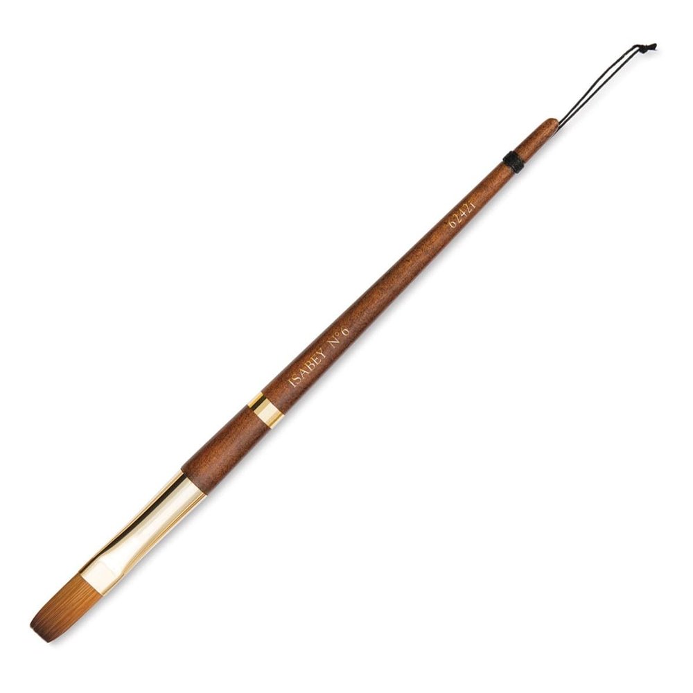 Isabey 6242I-06 Vintage Isaqua Brush, Long, Flat, Synthetic, Natural, Size 6