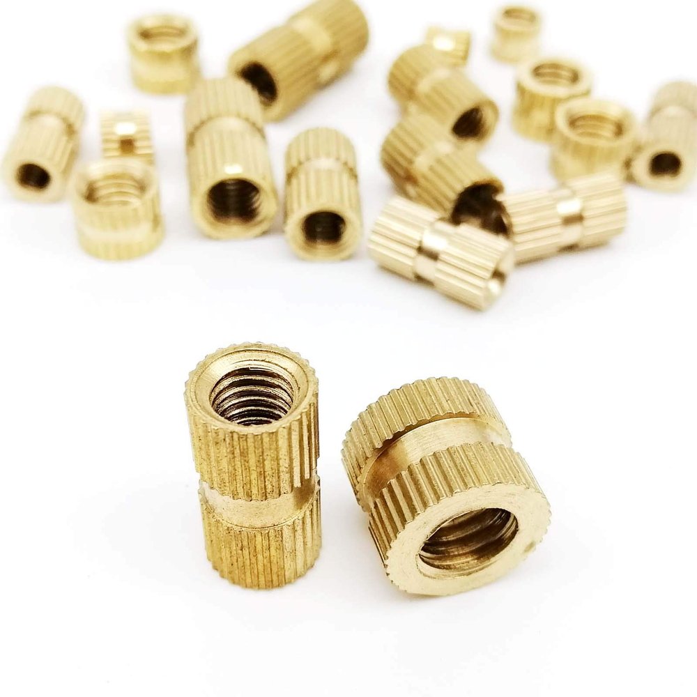 xinyuan Locknuts, 5/10/25 pcs, M2–M10, Solid Brass Pure Copper Metric Thread Knurled Insert Nuts with Embedded Hex Nut