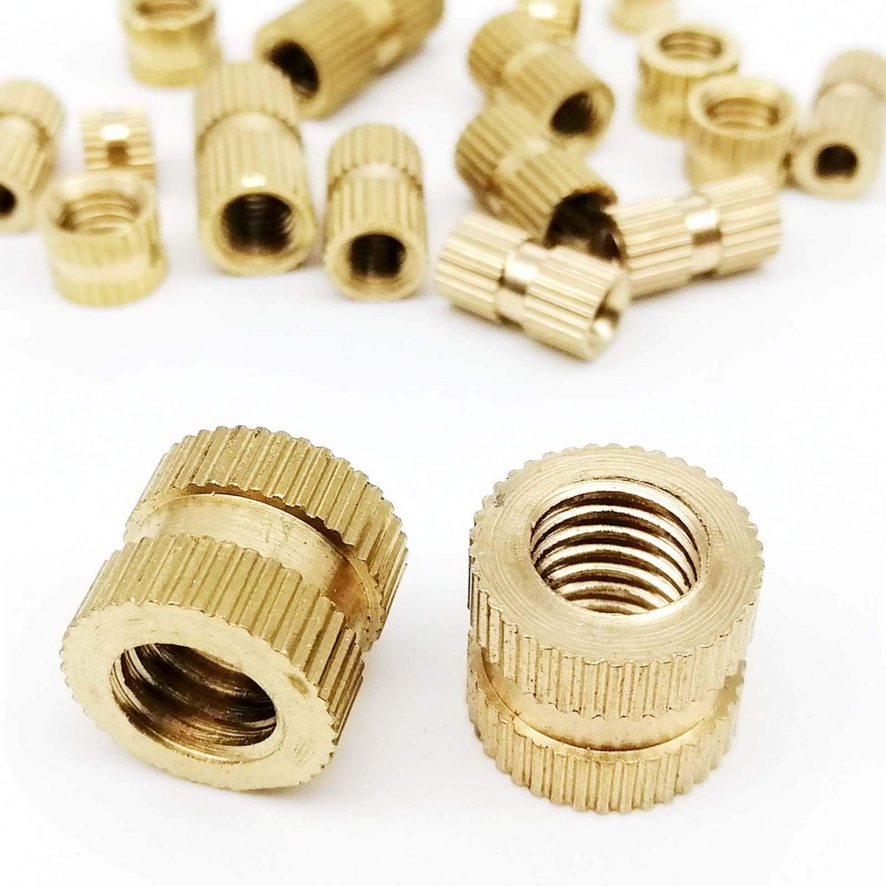 Xinyuan Locknuts, 10/25/50 pcs, M2–M10, Solid Brass/Pure Copper Metric-Thread Knurled Insert Nuts with Embedded Hex Nut
