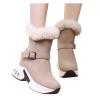 Binggong Women's Plush Winter Boots, Solid-Color Wedge Ankle Boots view 1