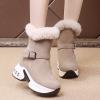Binggong Women's Plush Winter Boots, Solid-Color Wedge Ankle Boots view 3