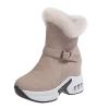 Binggong Women's Plush Winter Boots, Solid-Color Wedge Ankle Boots view 4
