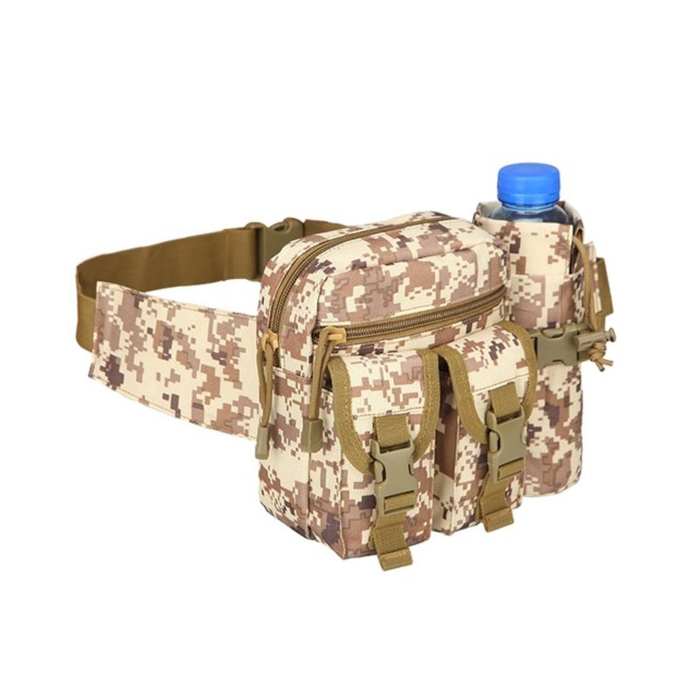 DTKJ Belt Bag for Men, Nylon, Hiking, Water Bottle, Phone, Outdoor Sports, Military, Hunting, Climbing, Camping, Desert Digital
