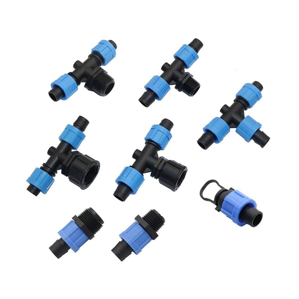 2-Piece Garden Hose Fitting Set, 16 mm Drip Irrigation Straight 3-Way Connector