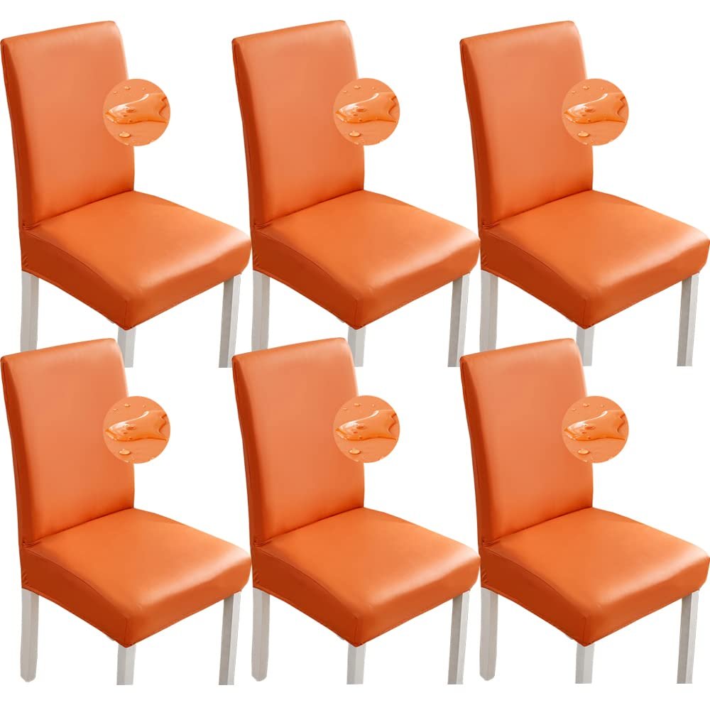 Waterproof Stretch PU Chair Covers, Set of 6