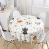 Chickw1 Waterproof Round Halloween Tablecloth with 3D Pumpkin and Black Cat Print, Spider Web, 120 cm view 1