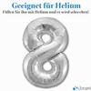 8th Birthday Balloon, Silver Number 8, XXL 100 cm Foil Balloon view 3