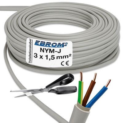 EBROM NYM-J 3 x 1.5 mm² Sheathed Installation Cable, Gray, 234 m