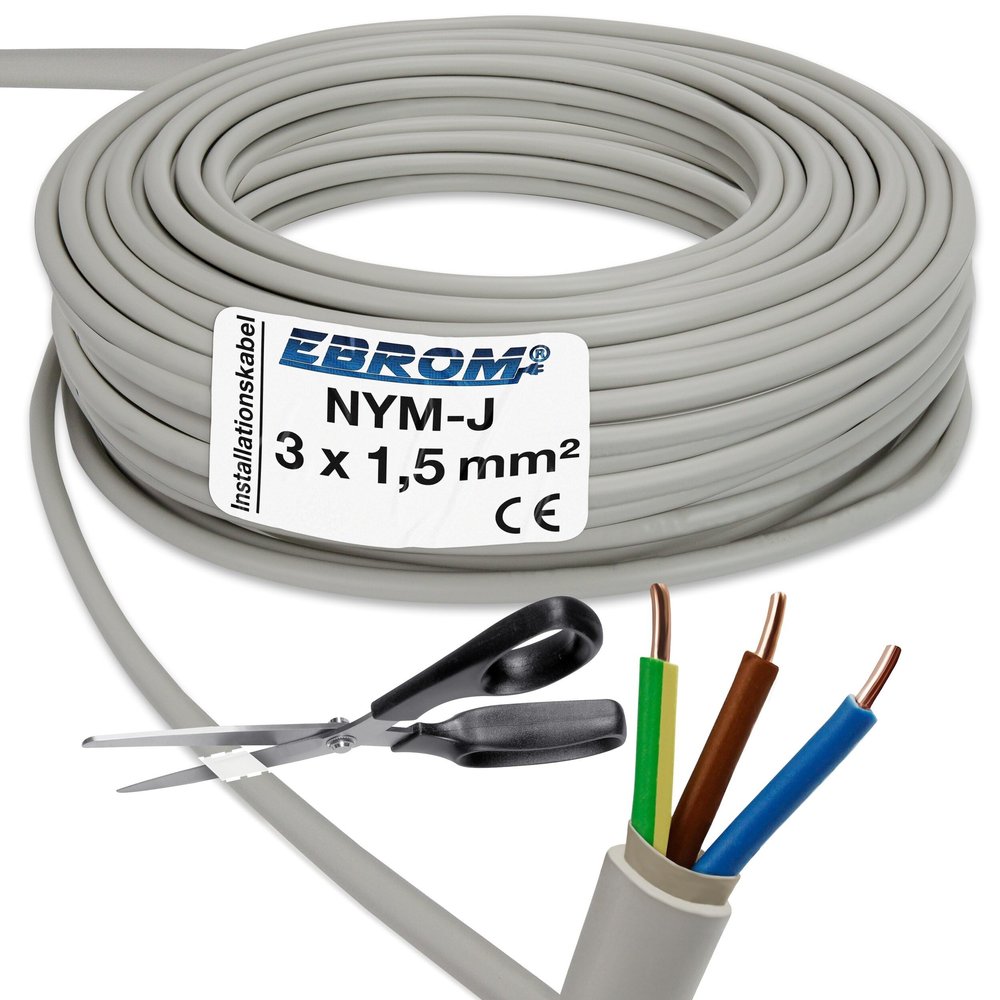 EBROM NYM-J 3 x 1.5 mm² Sheathed Installation Cable, Gray, 234 m