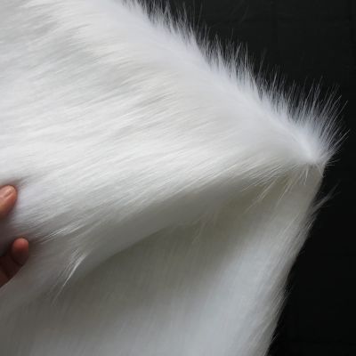 Yimihua White Long-Pile Faux Fur Fabric, 150 x 50 cm