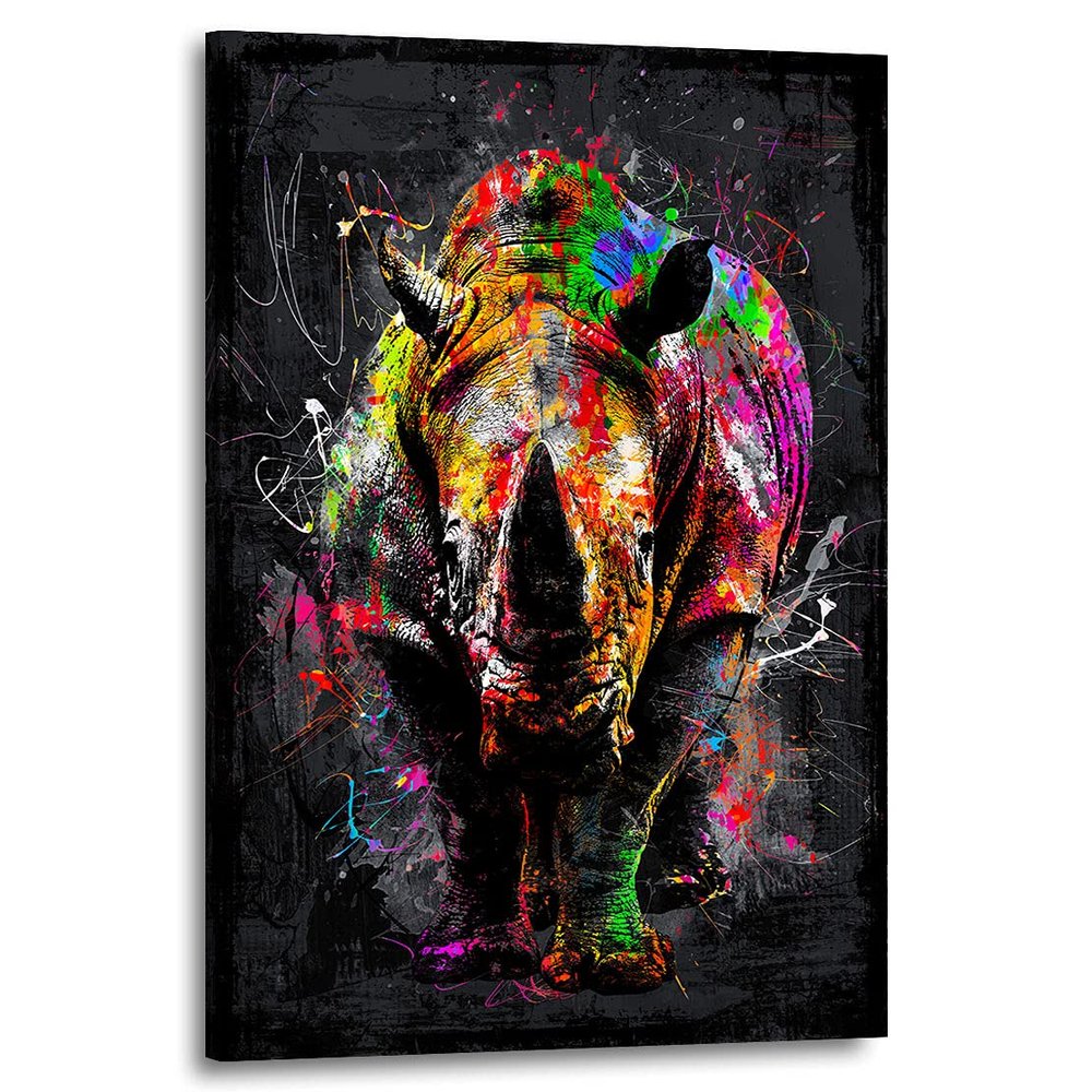 Kunstgestalten24 Rhino Pop Art Canvas Wall Art