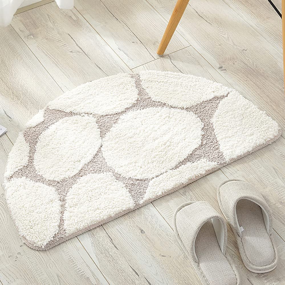 Ruby Lil Semicircular Bath Mat, Indoor/Outdoor Floor Mat, Non-Slip Bathroom Rug, White, 40 x 60 cm