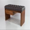 EMRA WOOD M-DEKO LPS-1 Chesterfield Tufted Shoe Bench with Drawer, Dark Gray Faux Leather, Wooden Frame, Made to Measure (H 50 cm, D 40 cm, 65) view 2