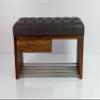 EMRA WOOD M-DEKO LPS-1 Chesterfield Tufted Shoe Bench with Drawer, Dark Gray Faux Leather, Wooden Frame, Made to Measure (H 50 cm, D 40 cm, 65) view 3