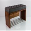 EMRA WOOD M-DEKO LPS-1 Chesterfield Tufted Shoe Bench with Drawer, Dark Gray Faux Leather, Wooden Frame, Made to Measure (H 50 cm, D 40 cm, 65) view 4