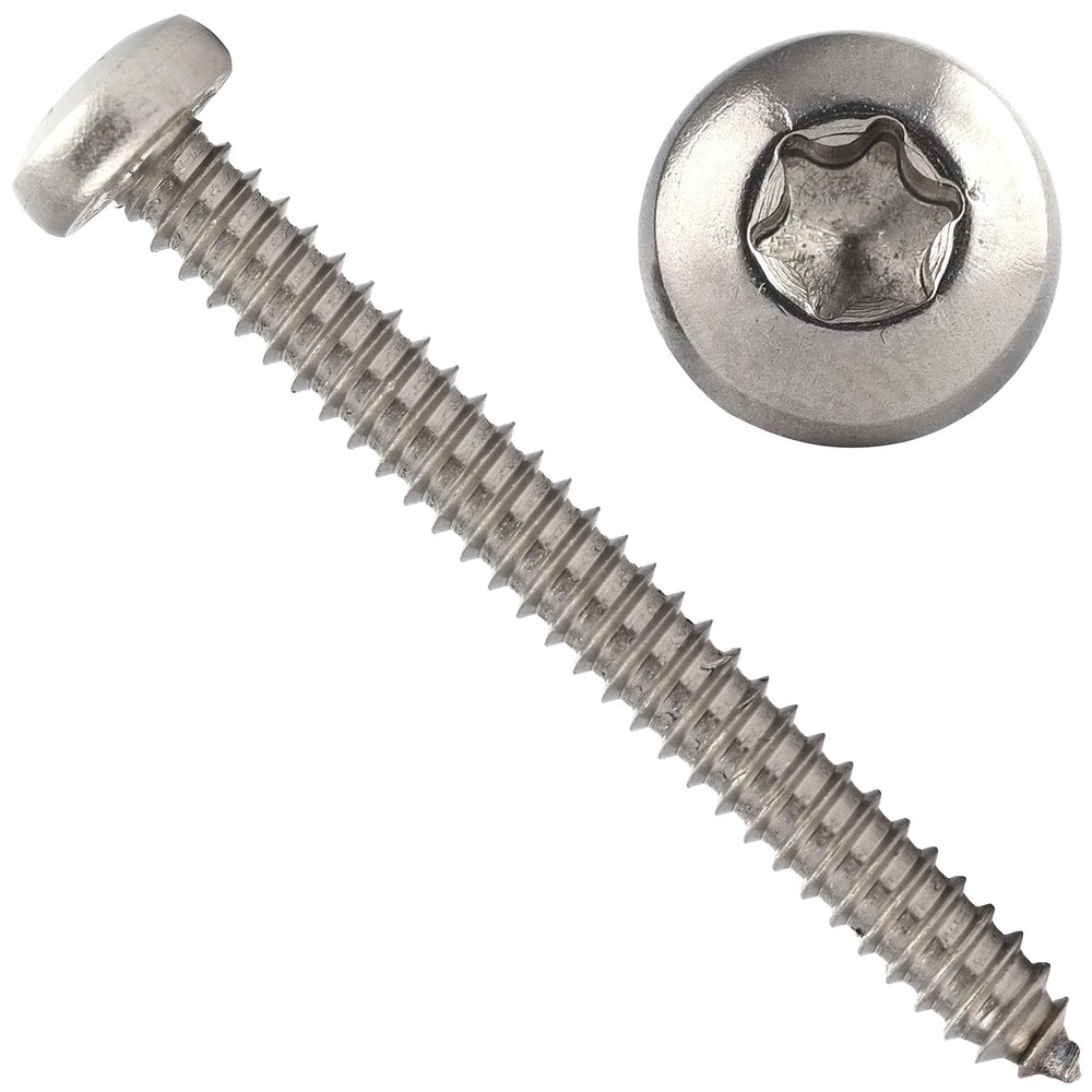 OPIOL QUALITY Stainless Steel A2 V2A Pan Head Torx Sheet Metal Screws ISO 14585 / DIN 7981, 6.3 x 19 mm, 500-Pack