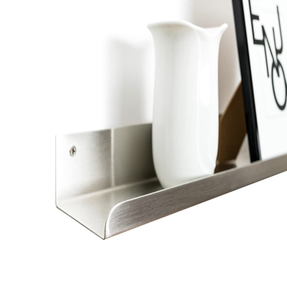Metal Picture Ledge, Stainless Steel, Up to 240 cm, White (100 cm)