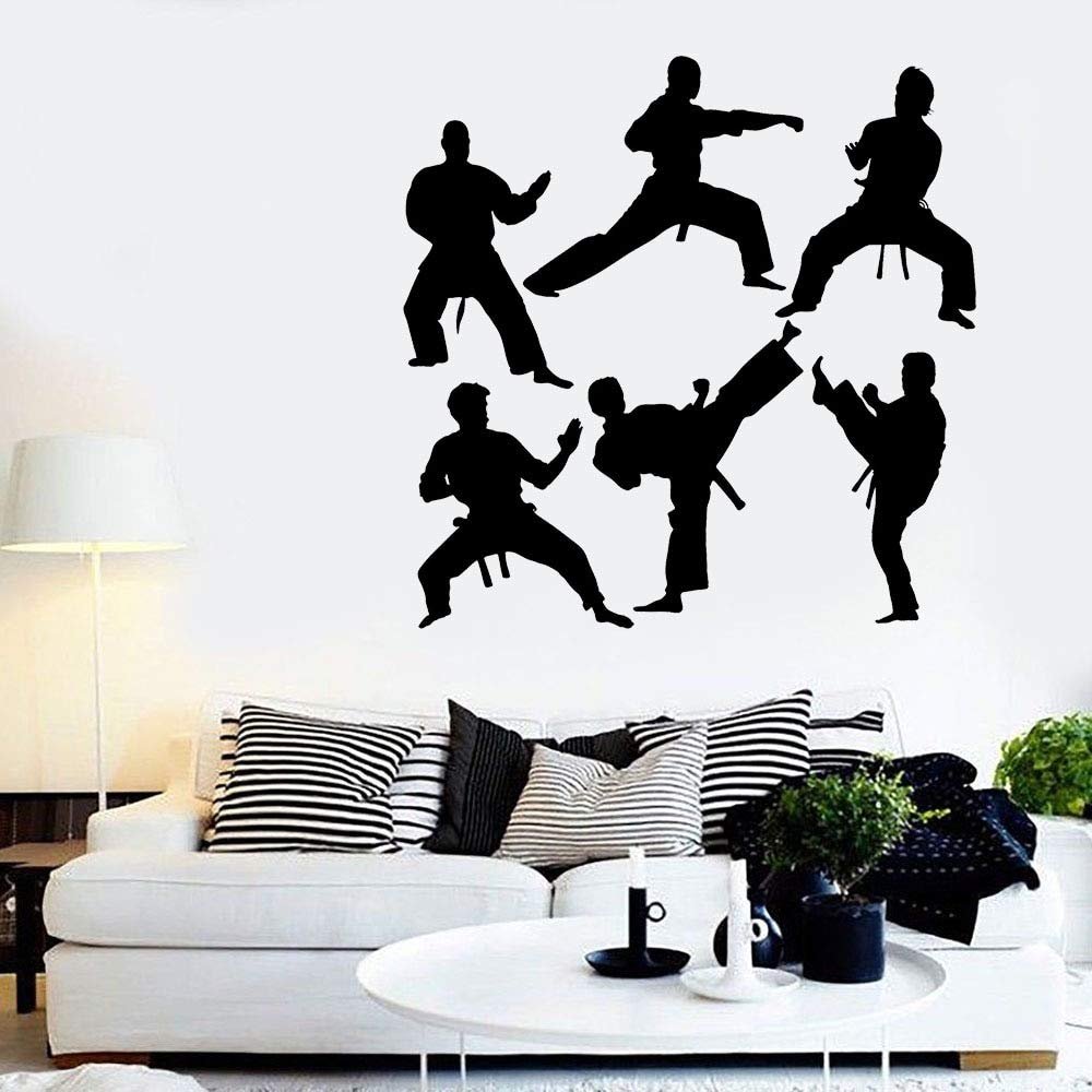 NSRJDSYT Chinese Kung Fu Wall Decal, Fighting Figures Silhouette Vinyl Sticker, 42 x 42 cm