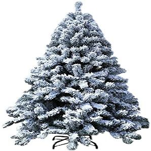 YSDKJ Artificial Snowy Pine Christmas Tree with Folding Metal Stand