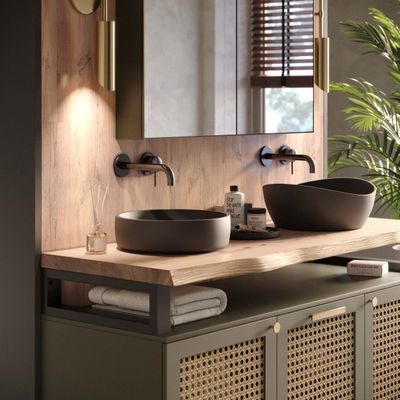 LAMO Manufaktur Solid Ash Wood Vanity Top with Live Edge, 160 x 40 cm, Natural, No Mounting Kit