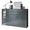 Vladon Aron Highboard Sideboard with 2 Drawers and 4 Doors, 8 Compartments, Matte Anthracite/High-Gloss Gray (166.5 x 106.5 x 35 cm) view 1