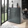 Vladon Aron Highboard Sideboard with 2 Drawers and 4 Doors, 8 Compartments, Matte Anthracite/High-Gloss Gray (166.5 x 106.5 x 35 cm) view 2