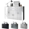 Vladon Aron Highboard Sideboard with 2 Drawers and 4 Doors, 8 Compartments, Matte Anthracite/High-Gloss Gray (166.5 x 106.5 x 35 cm) view 4