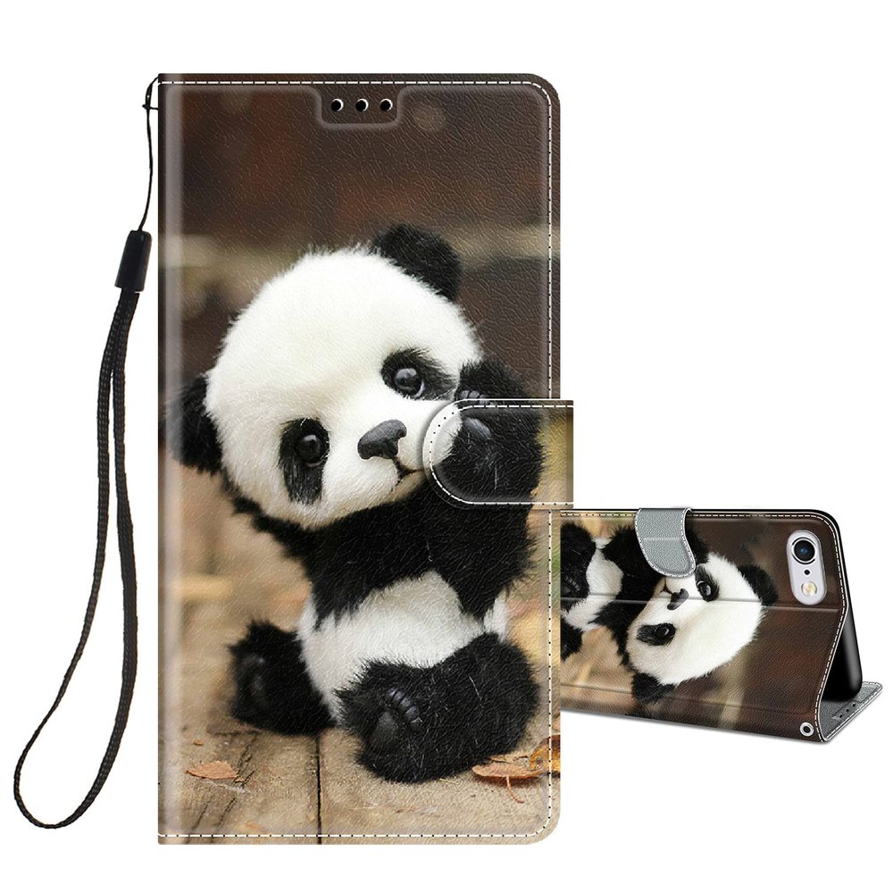 HopMore Flip Case for iPhone 6S/6, PU Leather, Panda Design