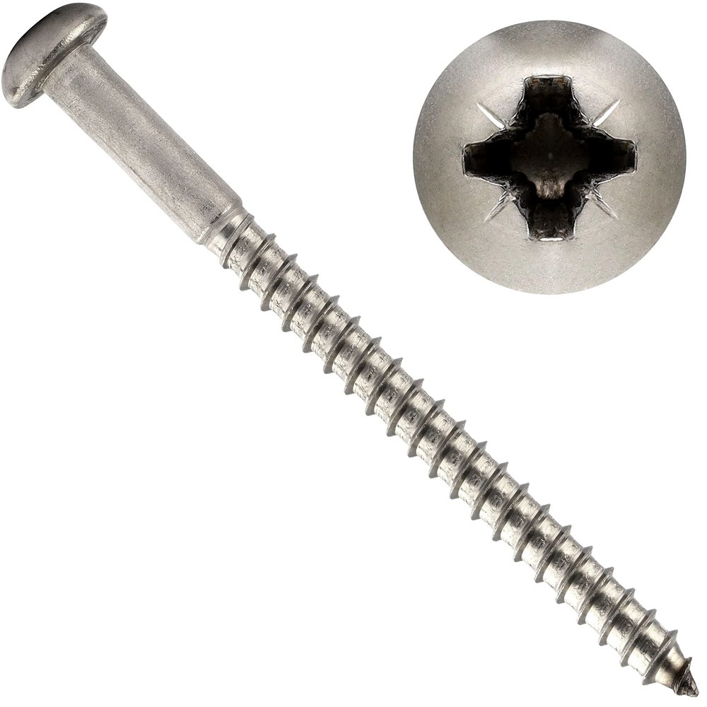 OPIOL QUALITY A2 Stainless Steel Pan-Head Wood Screws, DIN 7996, 4.5 x 40 mm, 4-Pack