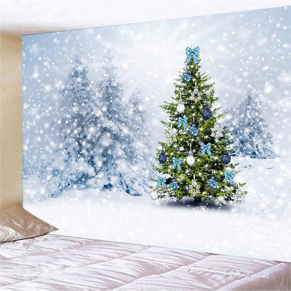 Christmas Tree Snowman Personalized Wall Tapestry Home Room Decor, 150 x 130 cm