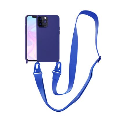 Phone Necklace Case for iPhone 13, Soft Silicone TPU Cover, Sapphire Blue