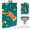 Small Stainless Steel Hip Flask for Liquor with Funnel, Leakproof, Sketchy Christmas Fox view 3