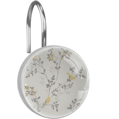 Retro Leaf Pattern Shower Curtain Hooks, Set of 12