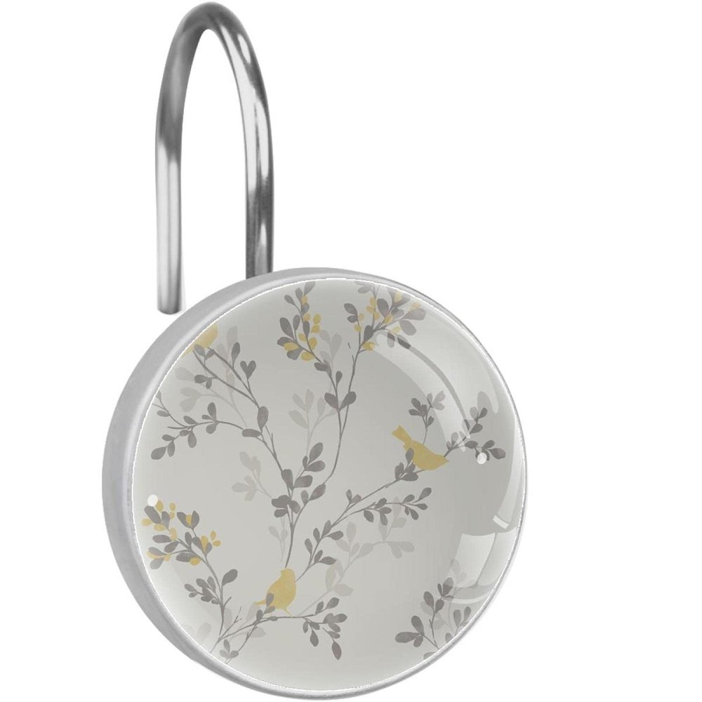 Retro Leaf Pattern Shower Curtain Hooks, Set of 12