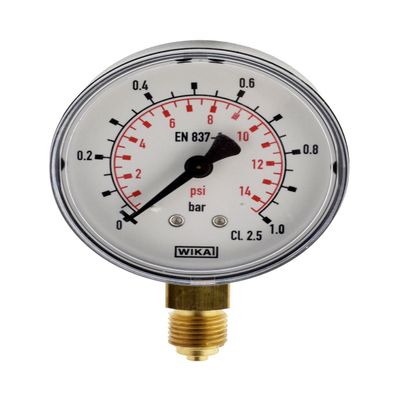 WIKA Vertical Plastic Pressure Gauge, 50 mm, 0–2.5 bar, G 1/4 in