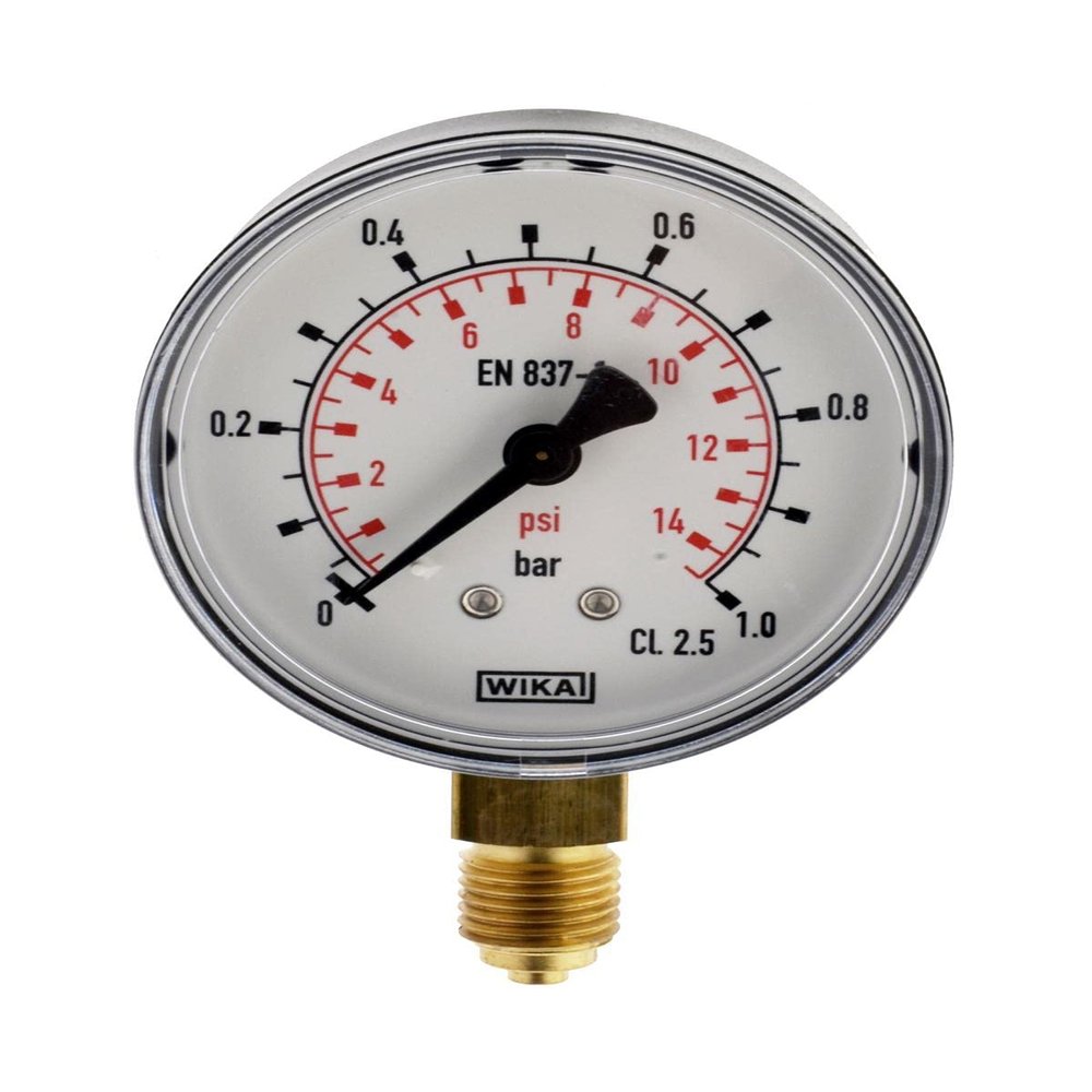 WIKA Vertical Plastic Pressure Gauge, 50 mm, 0–2.5 bar, G 1/4 in
