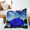 Rose Floral Print Fleece Throw Blanket, Romantic Blanket, 150 x 130 cm view 1