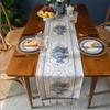 BMIDOT Blue Patterned Handwoven Tassel Table Runner, Washable, 32 x 240 cm view 2