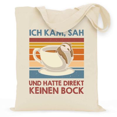 wowshirt Cotton Tote Bag "I Came, I Saw, and Immediately Didn't Feel Like It" Sloth Work Job, Natural