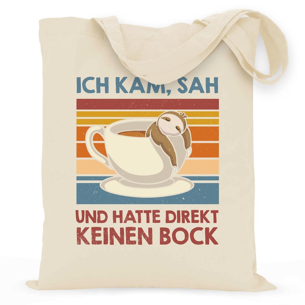 wowshirt Cotton Tote Bag "I Came, I Saw, and Immediately Didn't Feel Like It" Sloth Work Job, Natural