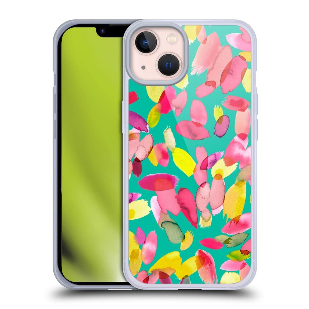 Head Case Designs Official Ninola Blue-Green Floral Watercolor Soft Gel Case for Apple iPhone 13