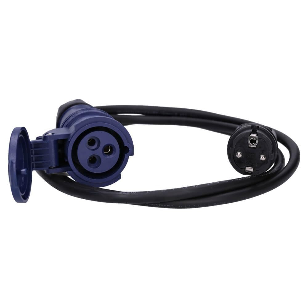 Voxura CEE Adapter Cable, Schuko Plug to CEE Coupler, 3-Pin, 230 V/16 A, H07RN-F 3x1.5, IP44, 2 m