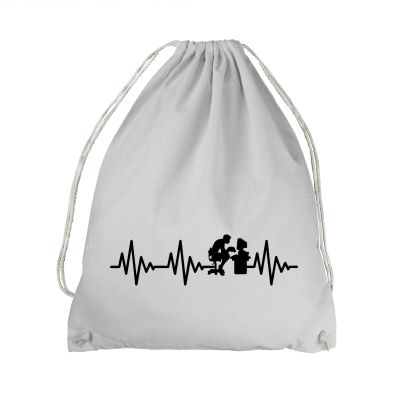 Heartbeat Computer Drawstring Bag – EKG PC Laptop PC Gamer Admin IT Bro White
