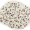 Letter Beads, 30-Piece Set, 6x6 mm, White with Gold view 2