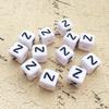 Letter Beads, 30-Piece Set, 6x6 mm, White with Black view 1